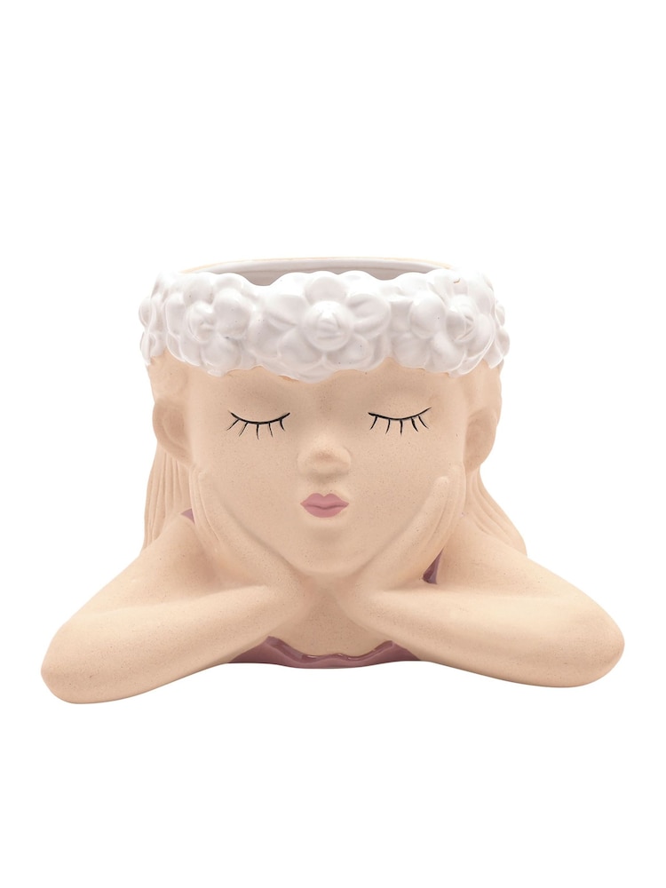Widdop Beige Relaxed Girl Ceramic Planter - Image 1 of 3 Widdop Beige Relaxed Girl Ceramic Planter - Image 1 of 3
