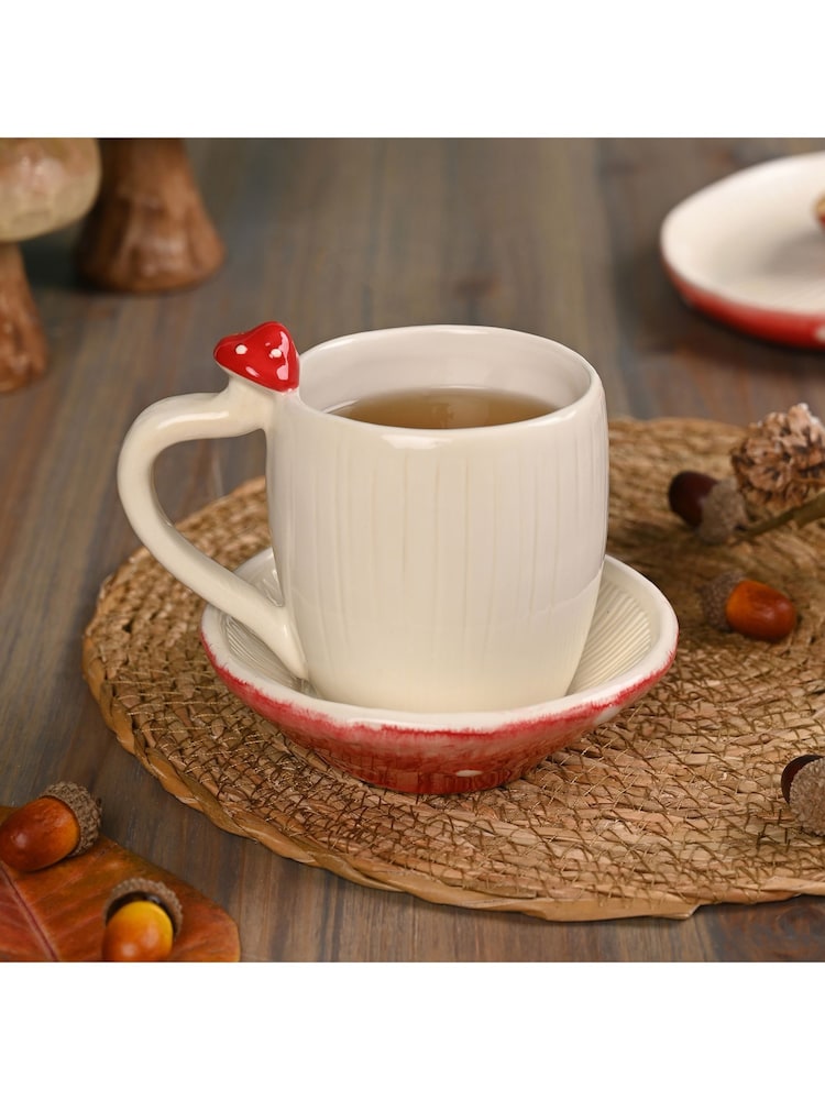Widdop White Toadstool Mug & Saucer - Image 1 of 6 Widdop White Toadstool Mug & Saucer - Image 1 of 6
