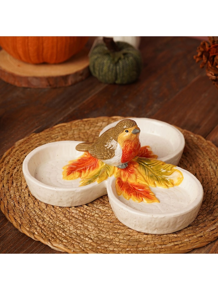 Widdop Orange Robin Triple Dish Serving Tray - Image 1 of 5 Widdop Orange Robin Triple Dish Serving Tray - Image 1 of 5