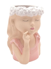Widdop Beige Fingers On Lips Girl Ceramic Planter - Image 1 of 3