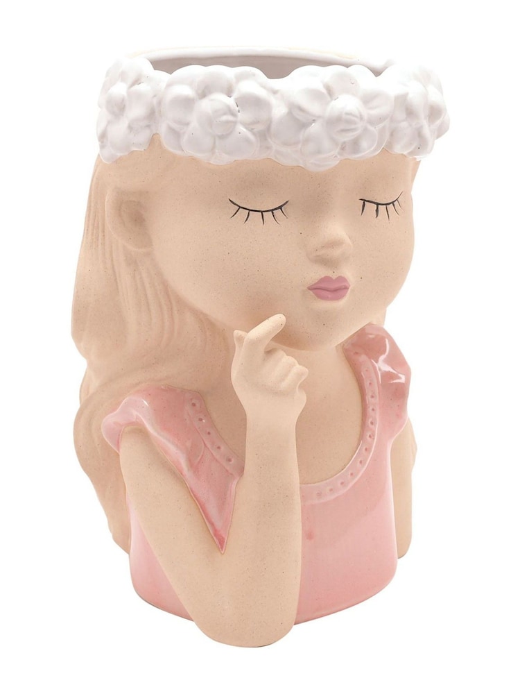 Widdop Beige Fingers On Lips Girl Ceramic Planter - Image 1 of 3 Widdop Beige Fingers On Lips Girl Ceramic Planter - Image 1 of 3