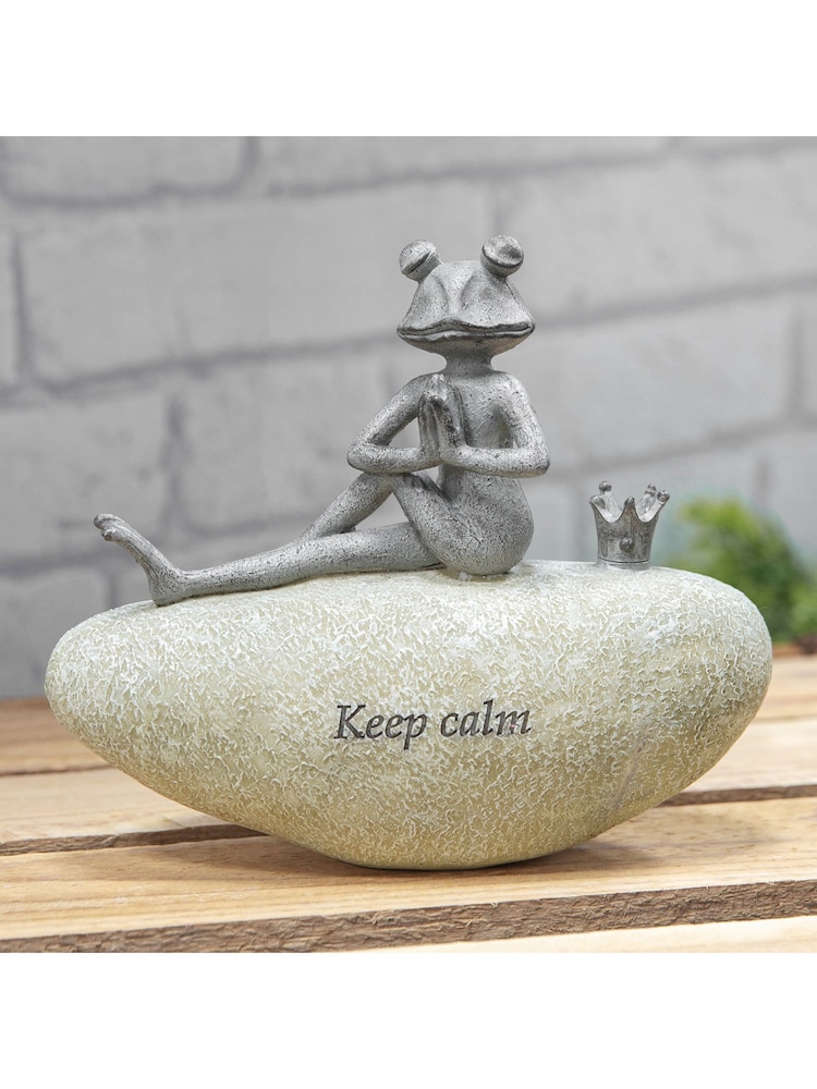 Widdop Cream Frog On Stone Keep Calm Ornament - Image 1 of 2 Widdop Cream Frog On Stone Keep Calm Ornament - Image 1 of 2