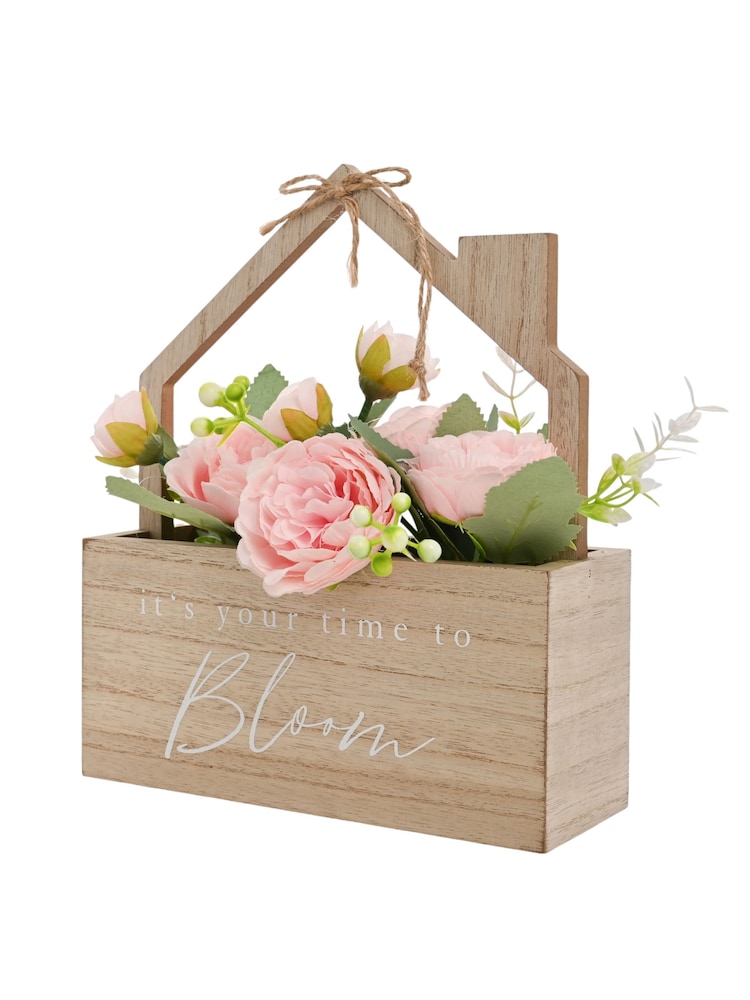 Widdop Brown Its Your Time To Bloom Wooden House Planter With Flowers - Image 2 of 2 Widdop Brown Its Your Time To Bloom Wooden House Planter With Flowers - Image 2 of 2