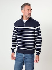 Saltwell Blue Striped Quarter Zip Sweatshirt - Image 1 of 4