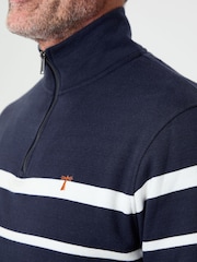 Saltwell Blue Striped Quarter Zip Sweatshirt - Image 4 of 4