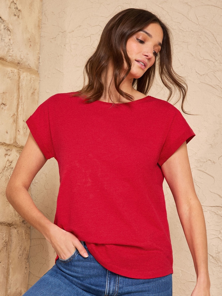 Love & Roses X2 Red and Ivory Crew Neck T-Shirt - Image 2 of 7
