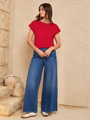 Love & Roses X2 Red and Ivory Crew Neck T-Shirt - Image 4 of 7