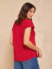 Love & Roses X2 Red and Ivory Crew Neck T-Shirt - Image 6 of 7
