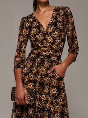 Negro - Jolie Moi Three Quarter Sleeve Printed Lace Maxi Dress - Imagen 3 de 6