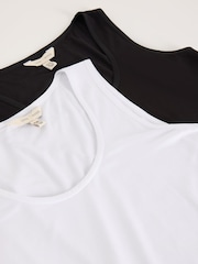 Love & Roses Black and White X2 Satin Trim Scoop Neck Vest Multipack - Image 7 of 7