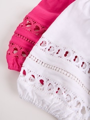 Love & Roses X2 Pink And Ivory Heart Lace Insert Notch Neck T-Shirt - Image 7 of 7