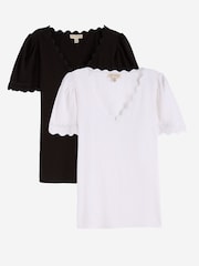 Love & Roses X2 Black And White T-Shirt - Image 1 of 7