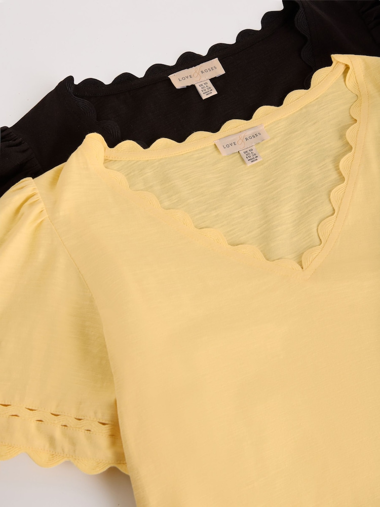 Love & Roses X2 Navy And Yellow T-Shirts 2 Pack - Image 7 of 7