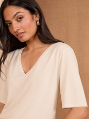 Love & Roses X2 Black and Ecru V-Neck Premium Jersey Multipack T-Shirt - Image 4 of 7