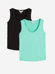 Love & Roses Aqua Blue and Black X2 Satin Trim Scoop Neck Vest - Image 1 of 6