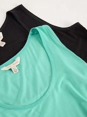 Love & Roses Aqua Blue and Black X2 Satin Trim Scoop Neck Vest - Image 2 of 6