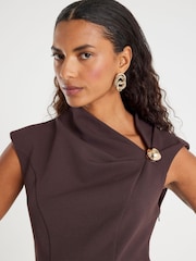 River Island Brown Sleeveless Asymmetric Button Detail Mini Dress - Image 4 of 4