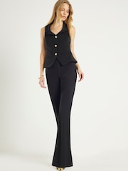 River Island Black Sleeveless Lapel Waistcoat Hybrid Jumpsuit - Image 1 of 2