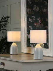 Laura Ashley 2 Pack Cream Penny Table Lamp - Image 1 of 5