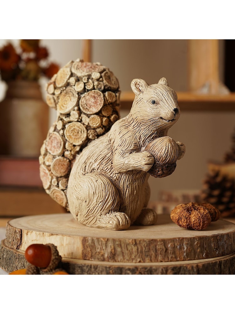 Widdop Brown Wood Effect Squirrel with Log Ornamnet - Image 1 of 5 Widdop Brown Wood Effect Squirrel with Log Ornamnet - Image 1 of 5