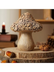 Widdop Brown Wood Effect Mushroom with Log Ornamnet - Image 1 of 3