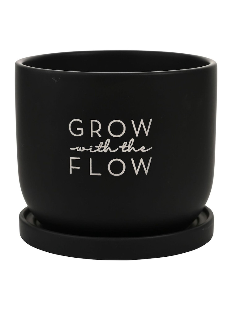 Widdop Black Grow With The Flow Ceramic Plant Pot - Image 1 of 2 Widdop Black Grow With The Flow Ceramic Plant Pot - Image 1 of 2