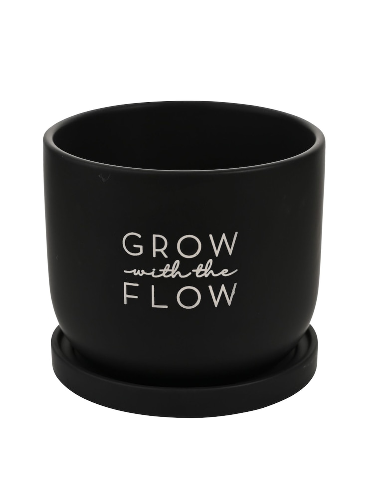 Widdop Black Grow With The Flow Ceramic Plant Pot - Image 2 of 2 Widdop Black Grow With The Flow Ceramic Plant Pot - Image 2 of 2