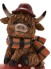 Widdop Brown Highland Cow On Mushroom Ornament - Image 5 of 5