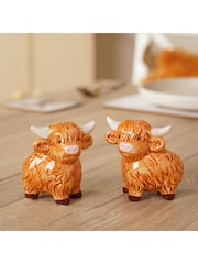 Widdop Brown Highland Cow Salt & Pepper Shakers - Image 1 of 4