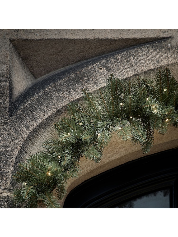 Lights4fun 1.5m Pre Lit LED Outdoor Fir Garland - Image 1 of 3 Lights4fun 1.5m Pre Lit LED Outdoor Fir Garland - Image 1 of 3