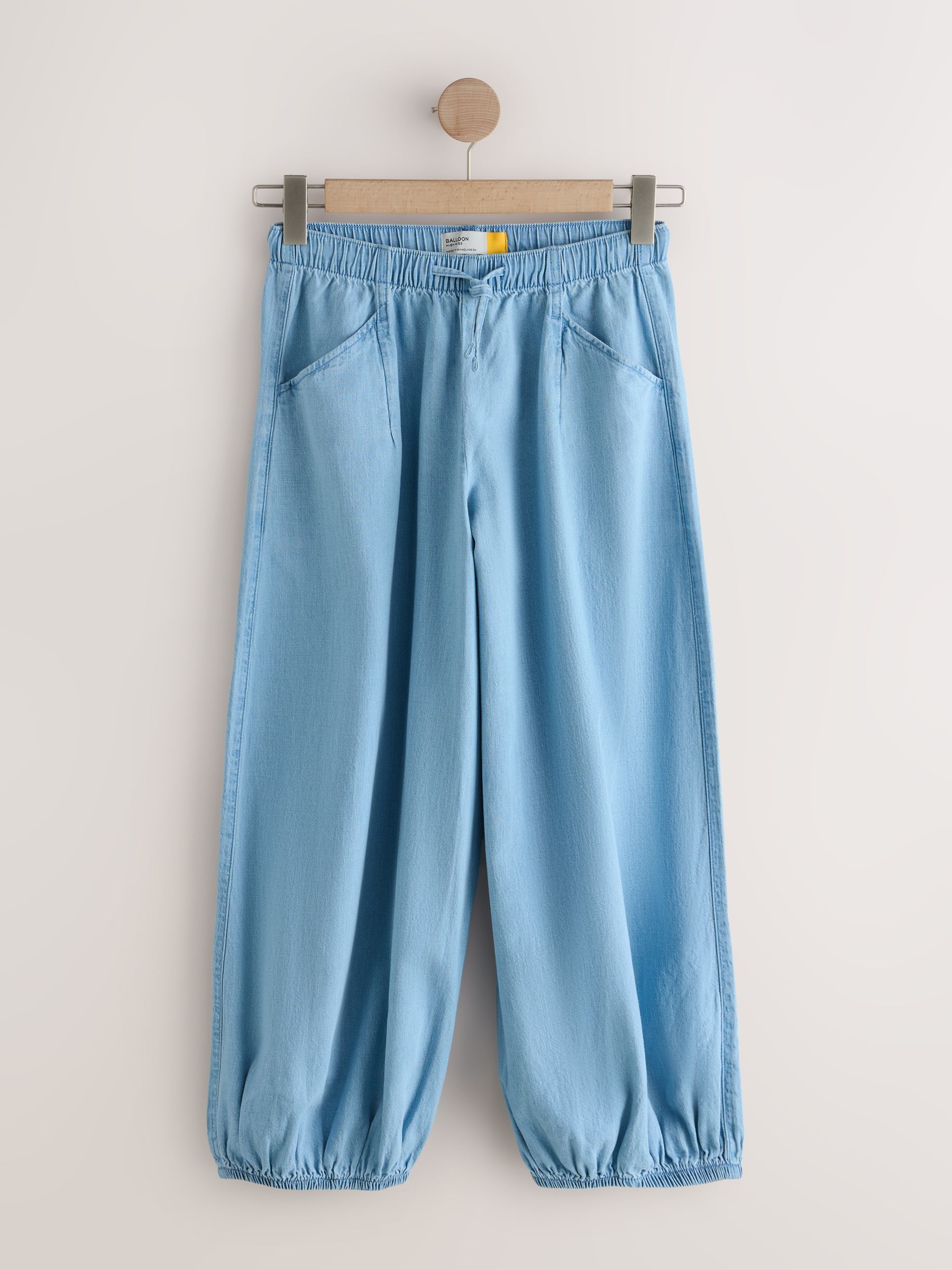 Buy Light Blue Lightweight Linen Blend Balloon Jeans from Next USA