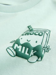 Sage Green Single Printed Crew Neck Sweat Top & Joggers Set (3mths-7yrs) - Image 4 of 5