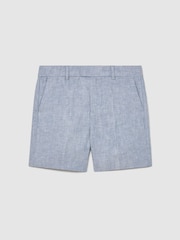 Reiss Soft Blue Atlantic S 3-9 yrs Linen Tailored Shorts - Image 1 of 3