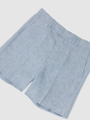 Reiss Soft Blue Atlantic S 3-9 yrs Linen Tailored Shorts - Image 3 of 3