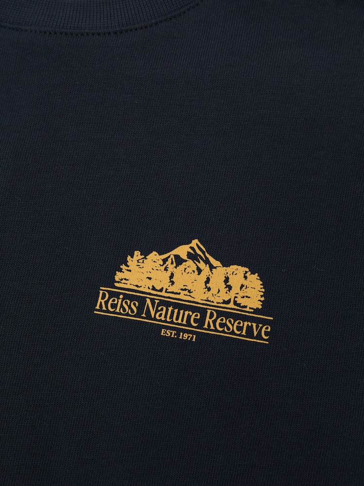 Reiss Navy Dalby Cotton Nature Reserve Logo T-Shirt - Image 5 of 5 Reiss Navy Dalby Cotton Nature Reserve Logo T-Shirt - Image 5 of 5