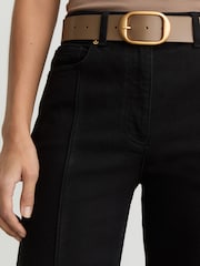 Reiss Taupe Athena Leather Oval-Buckle Belt - Image 4 of 5