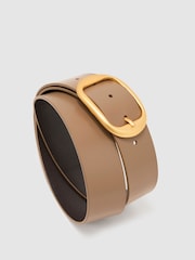 Reiss Taupe Athena Leather Oval-Buckle Belt - Image 5 of 5