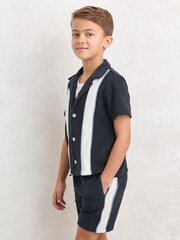 Reiss Navy/White Raven Towelling Colour-Block Shorts - Image 3 of 4