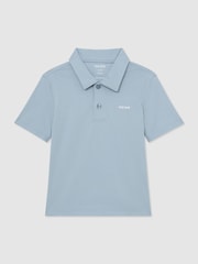Reiss Soft Blue Tello 3-9 yrs Airwater-Cotton Logo Polo Shirt - Image 2 of 3