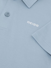 Reiss Soft Blue Tello 3-9 yrs Airwater-Cotton Logo Polo Shirt - Image 3 of 3