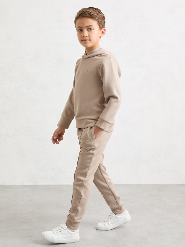 Reiss Stone Barnes Premium Interlock Cuffed Logo Joggers - Image 1 of 5