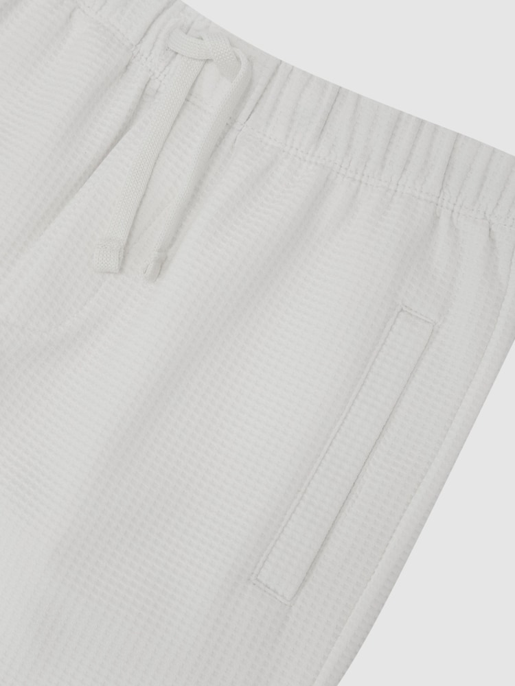 Reiss White Tavola 13-14 yrs Waffle Drawstring Shorts - Image 4 of 4
