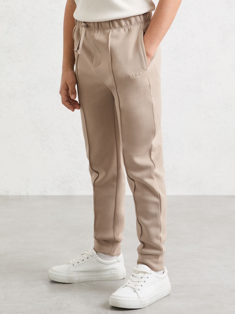 Reiss Stone Barnes Premium Interlock Cuffed Logo Joggers - Image 1 of 5