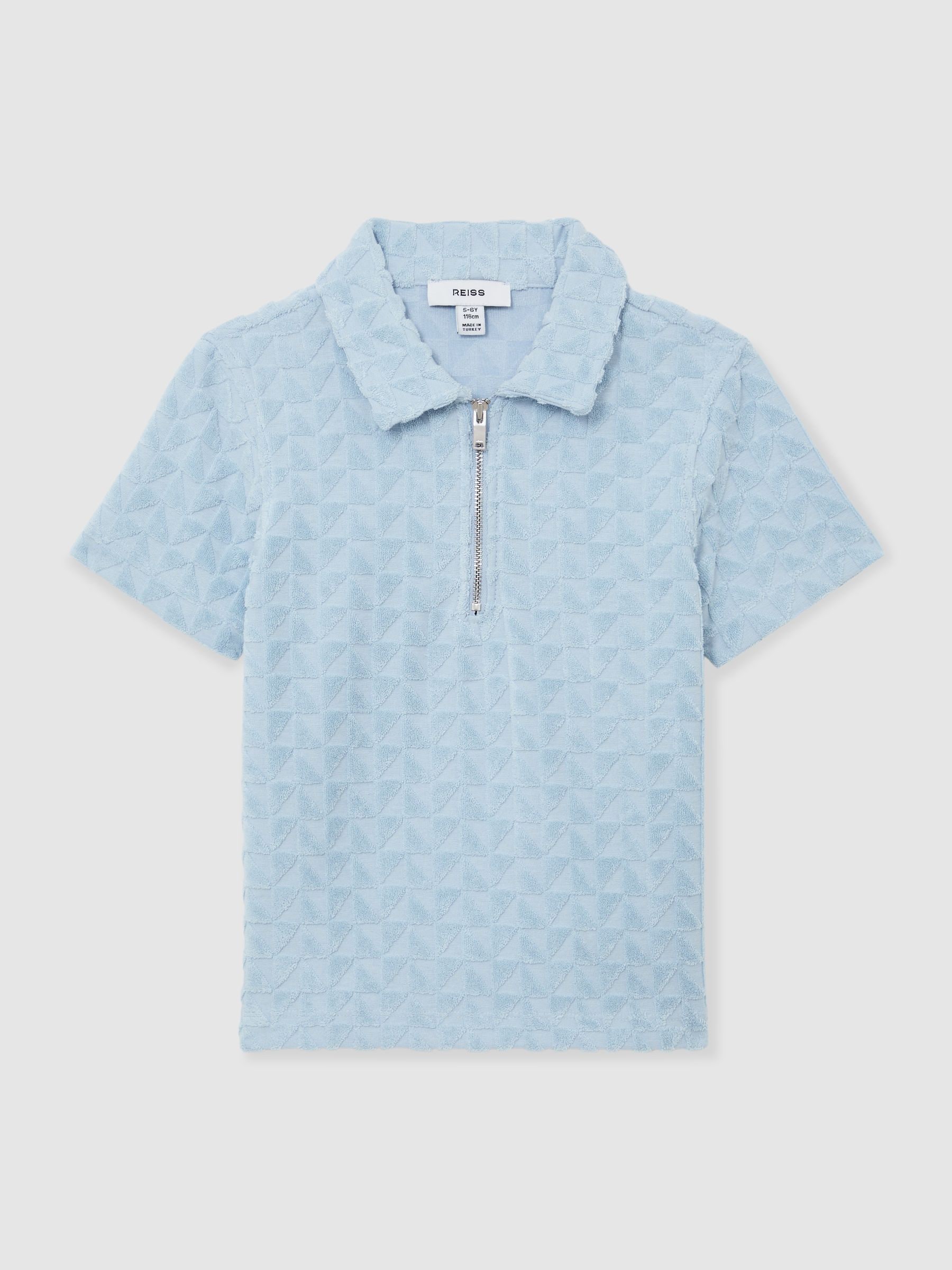 Buy Reiss Soft Blue Jackson 3-9 yrs Textured Towelling Half-Zip