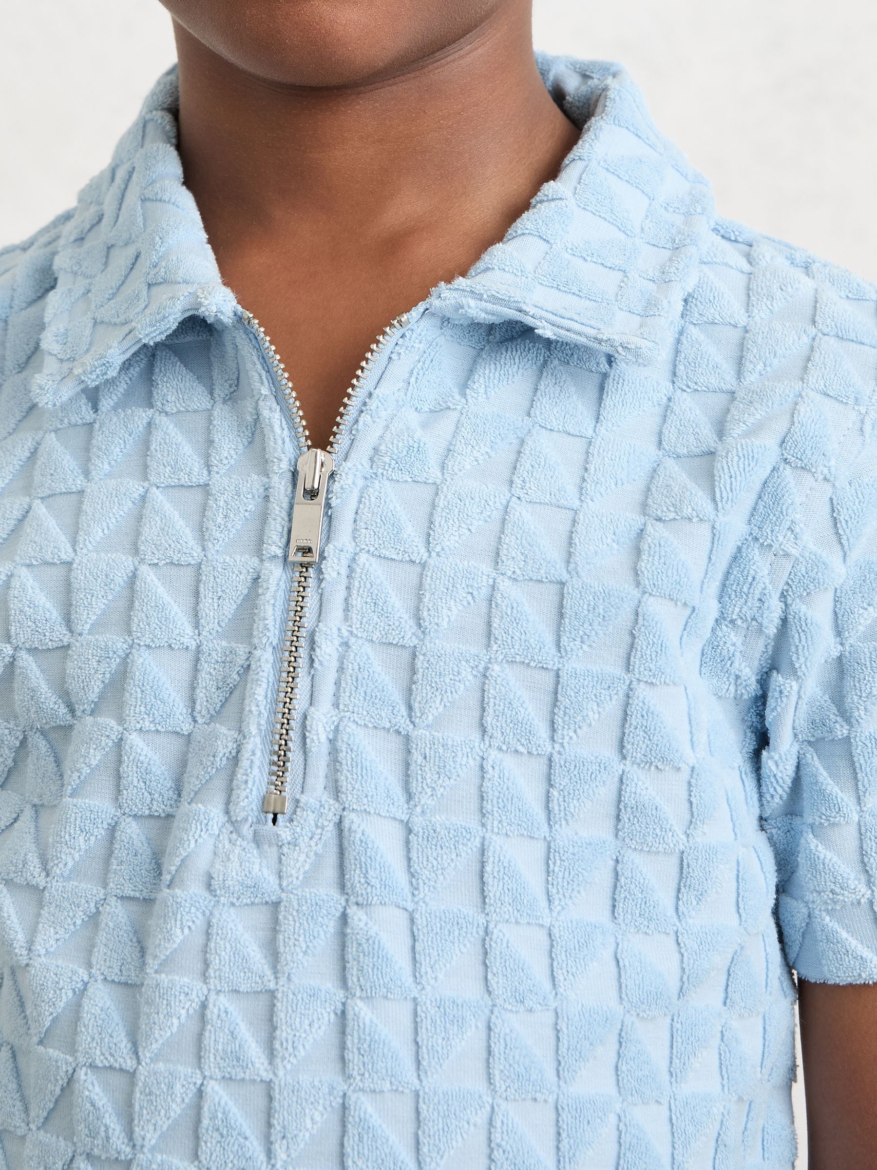 Buy Reiss Soft Blue Jackson 3-9 yrs Textured Towelling Half-Zip