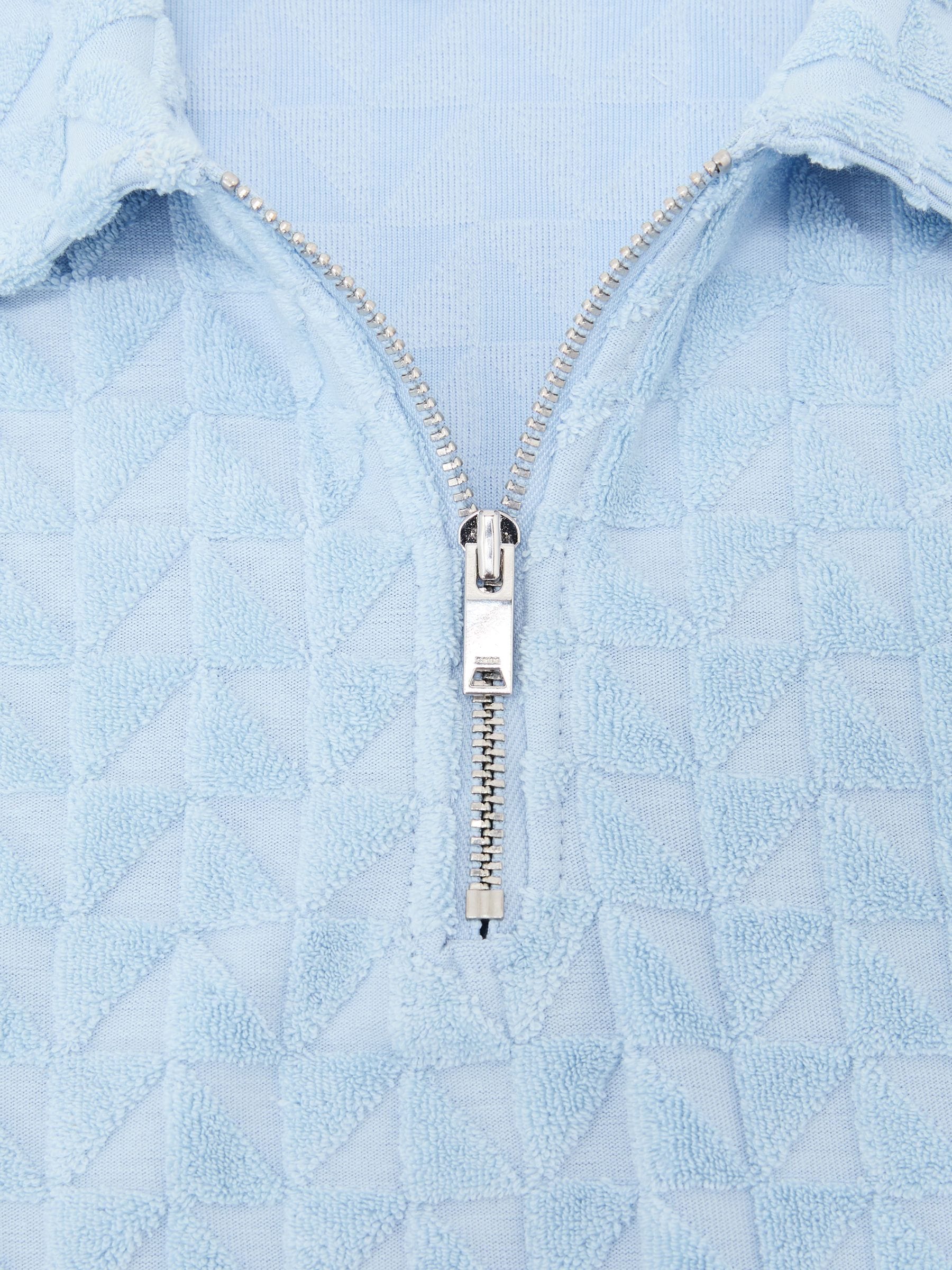 Buy Reiss Soft Blue Jackson 3-9 yrs Textured Towelling Half-Zip