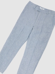 Reiss Soft Blue Atlantic T 13-14 yrs Linen Tailored-Fit Trousers - Image 1 of 3
