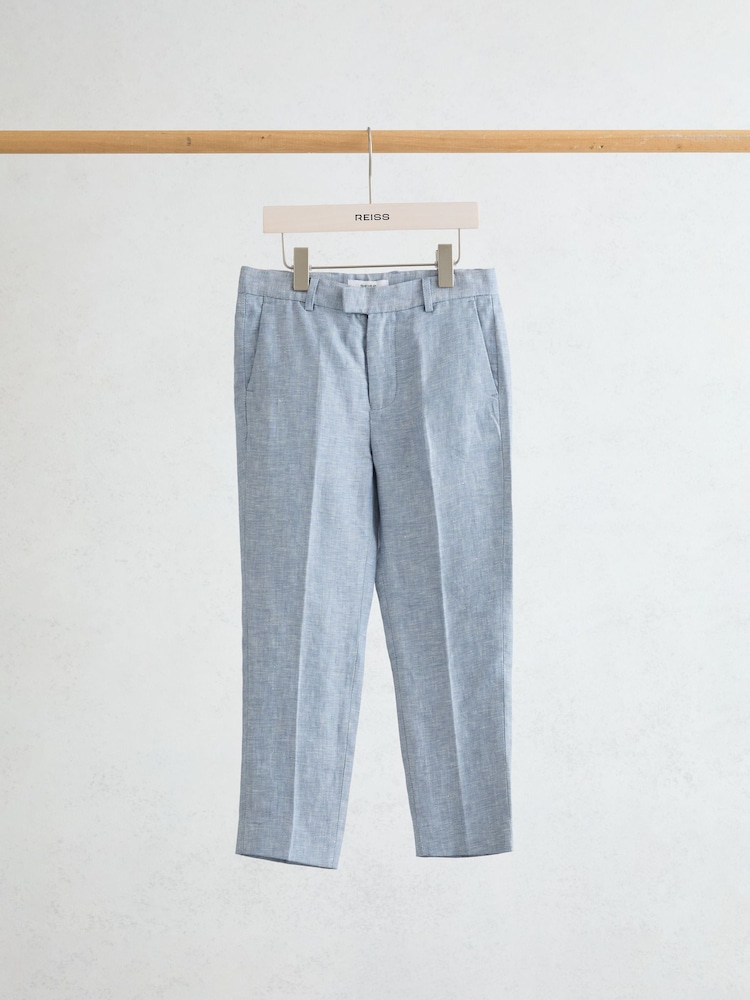 Reiss Soft Blue Atlantic T 13-14 yrs Linen Tailored-Fit Trousers - Image 2 of 3