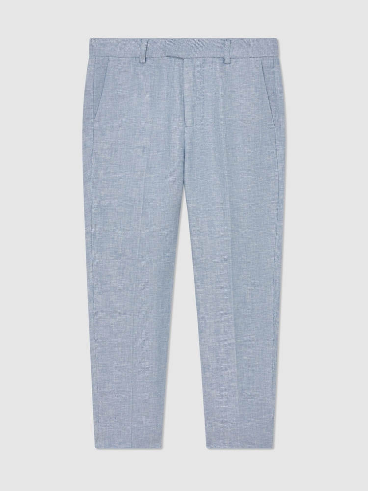 Reiss Soft Blue Atlantic T 13-14 yrs Linen Tailored-Fit Trousers - Image 3 of 3