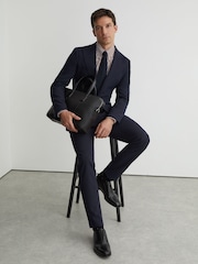 Reiss Black Morgan Leather Brogue-Detail Oxford Shoes - Image 1 of 5